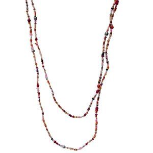 Handmade Boho Glass Beaded Necklace Multicolor Beads Retro Fashion Jewelry Women